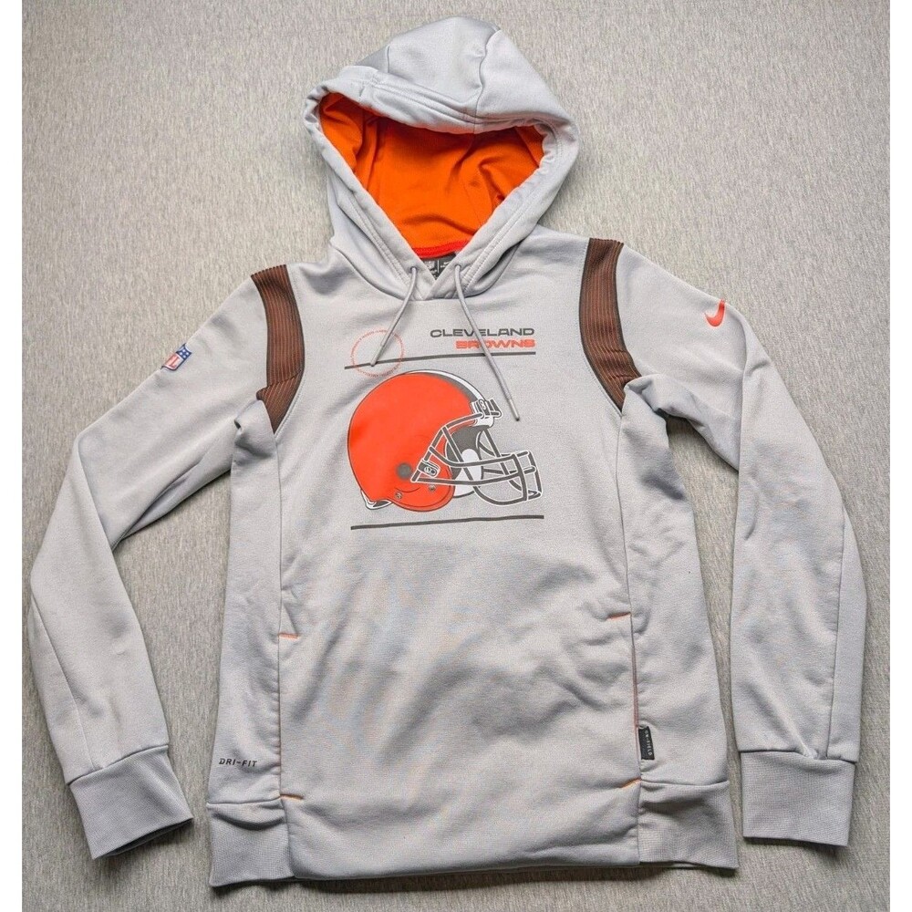 Cleveland Browns Gray NIKE On-Field BIG HELMET Hoodie Sweatshirt SZ XS Dri-fit
